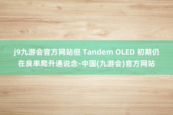 j9九游会官方网站但 Tandem OLED 初期仍在良率爬升通说念-中国(九游会)官方网站