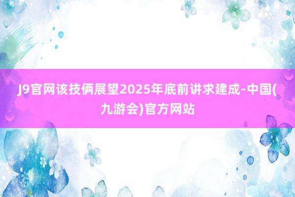 J9官网　　该技俩展望2025年底前讲求建成-中国(九游会)官方网站