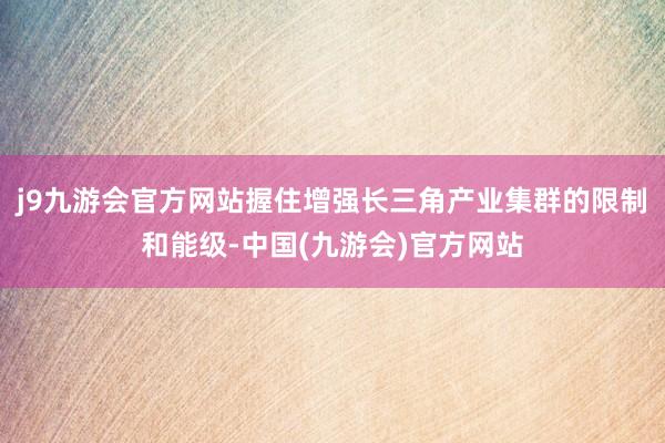j9九游会官方网站握住增强长三角产业集群的限制和能级-中国(九游会)官方网站