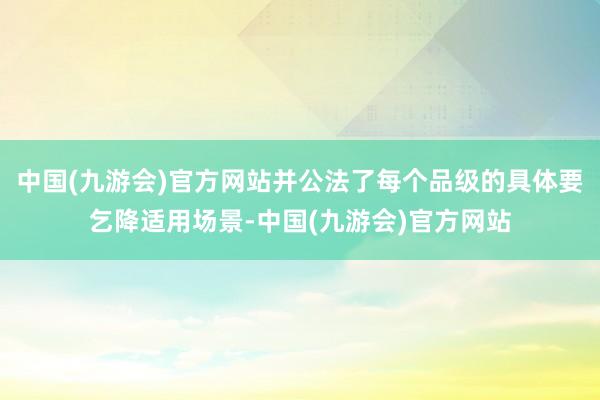 中国(九游会)官方网站并公法了每个品级的具体要乞降适用场景-中国(九游会)官方网站