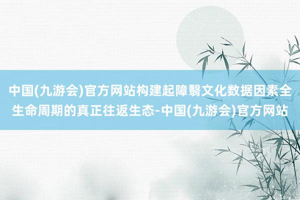 中国(九游会)官方网站构建起障翳文化数据因素全生命周期的真正往返生态-中国(九游会)官方网站
