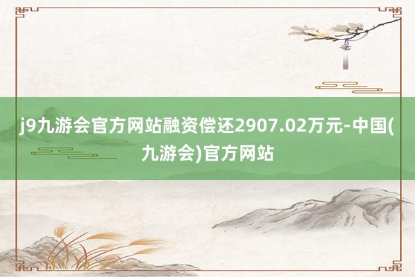 j9九游会官方网站融资偿还2907.02万元-中国(九游会)官方网站